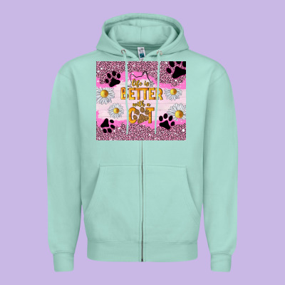 Life Is Better With A Cat Zipper Hoodie Designed By Tumblerdesignbyshophia
