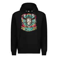 Black Mom Bull Skull Mother's Day Premium Hoodie - CowGirlArtShop