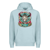 Blue Mist Mom Bull Skull Mother's Day Premium Hoodie - CowGirlArtShop