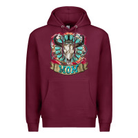 Burgundy Mom Bull Skull Mother's Day Premium Hoodie - CowGirlArtShop