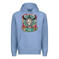 Colony Blue Mom Bull Skull Mother's Day Premium Hoodie - CowGirlArtShop