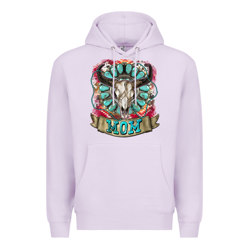 Mom Bull Skull Mother's Day Premium Hoodie by CowGirlArtShop | Teevron