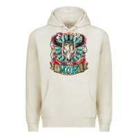 Oatmeal Heather Mom Bull Skull Mother's Day Premium Hoodie - CowGirlArtShop