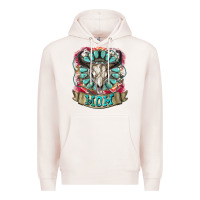 Pale Pink Mom Bull Skull Mother's Day Premium Hoodie - CowGirlArtShop