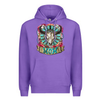Purple Mom Bull Skull Mother's Day Premium Hoodie - CowGirlArtShop