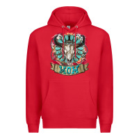 Red Mom Bull Skull Mother's Day Premium Hoodie - CowGirlArtShop