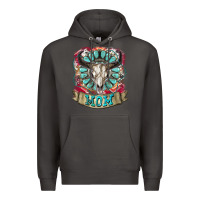 Smoke Mom Bull Skull Mother's Day Premium Hoodie - CowGirlArtShop