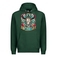 Sports Green Mom Bull Skull Mother's Day Premium Hoodie - CowGirlArtShop