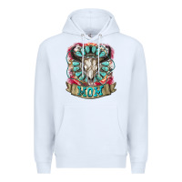 White Mom Bull Skull Mother's Day Premium Hoodie - CowGirlArtShop