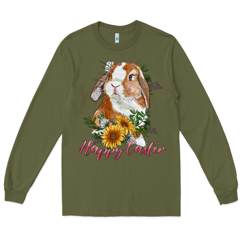 Happy Easter With Bunny And Sunflowers Long Sleeve Tee by RanaPortraitStore | Teevron