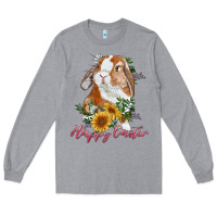 Heather Grey Happy easter with bunny and sunflowers Long Sleeve Tee - RanaPortraitStore