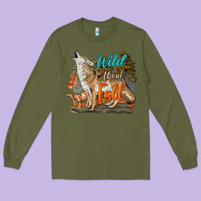 Wild About Fall Coyote Long Sleeve Tee Designed By Lillyallendesigns