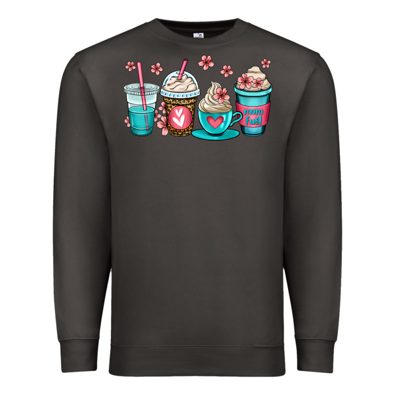 Mom Fuel Coffee Cups Premium Sweatshirt by OliviaCreatesArt | Teevron