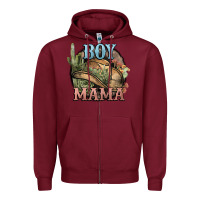 Burgundy Boy Mama western cactus Cowboy Zipper Hoodie - HowdyJamesFarm
