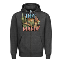 Charcoal Heather Boy Mama western cactus Cowboy Zipper Hoodie - HowdyJamesFarm