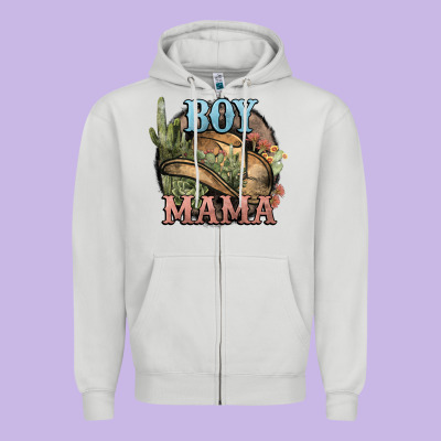 Boy Mama Western Cactus Cowboy Zipper Hoodie Designed By Howdyjamesfarm