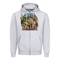 Heather Grey Boy Mama western cactus Cowboy Zipper Hoodie - HowdyJamesFarm