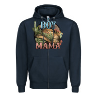 Navy Boy Mama western cactus Cowboy Zipper Hoodie - HowdyJamesFarm