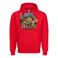 Red Boy Mama western cactus Cowboy Zipper Hoodie - HowdyJamesFarm