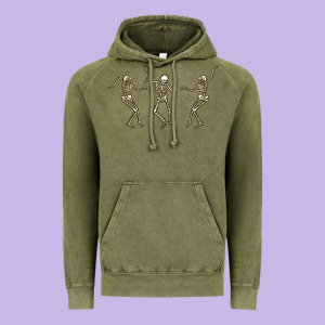 Dancing Skeletons Vintage Hoodie Designed By Maliassmallbusiness