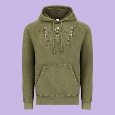 Dancing Skeletons Vintage Hoodie Designed By Maliassmallbusiness
