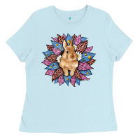 Baby Blue easter leopard bunny sunflower Ladies Tee - Artiststas