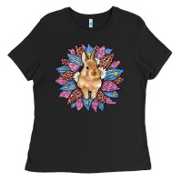 Black easter leopard bunny sunflower Ladies Tee - Artiststas