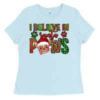 Baby Blue i believe in santa paws chihuahuha Ladies Tee - Jasminsmagicworld