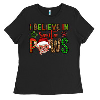Black i believe in santa paws chihuahuha Ladies Tee - Jasminsmagicworld