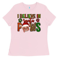 Bubblegum Pink i believe in santa paws chihuahuha Ladies Tee - Jasminsmagicworld