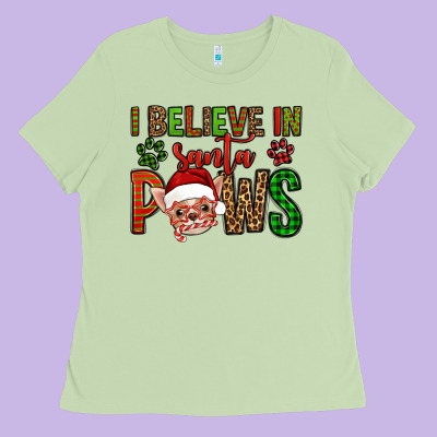 I Believe In Santa Paws Chihuahuha Ladies Tee Designed By Jasminsmagicworld