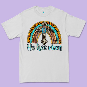 He Has Risen Rainbow Premium Tee Designed By Adodesignshop