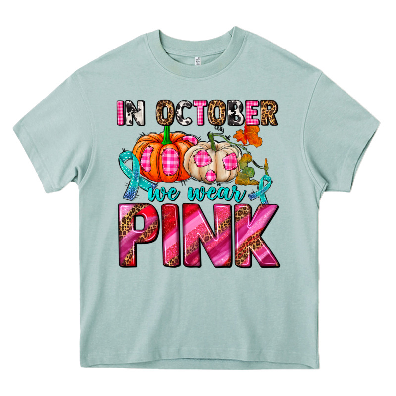 In October We Wear Pink With Pumpkins Heavy Core Tee by AdoDesignShop | Teevron
