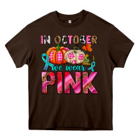 Chocolate Brown in october we wear pink with pumpkins Heavy Core Tee - AdoDesignShop