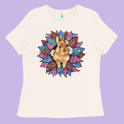 Easter Leopard Bunny Sunflower Ladies Tee Designed By Artiststas