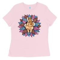 Bubblegum Pink easter leopard bunny sunflower Ladies Tee - Artiststas