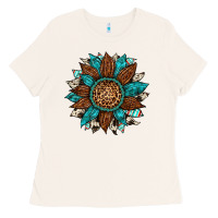 Bone gemstone cowhide leopard turquoise sunflower Ladies Tee - Artiststas