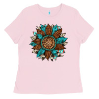 Bubblegum Pink gemstone cowhide leopard turquoise sunflower Ladies Tee - Artiststas