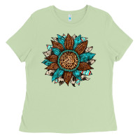 Matcha gemstone cowhide leopard turquoise sunflower Ladies Tee - Artiststas