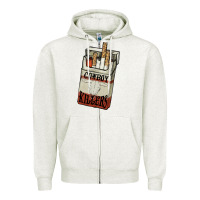 Oatmeal Heather Cowboy killers cigarette package Zipper Hoodie - HowdyJamesFarm