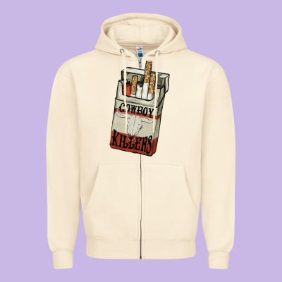 Cowboy Killers Cigarette Package Zipper Hoodie Designed By Howdyjamesfarm