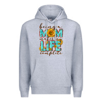Heather Grey Being a Mom makes my life complete Mother's Day Premium Hoodie - CowGirlArtShop