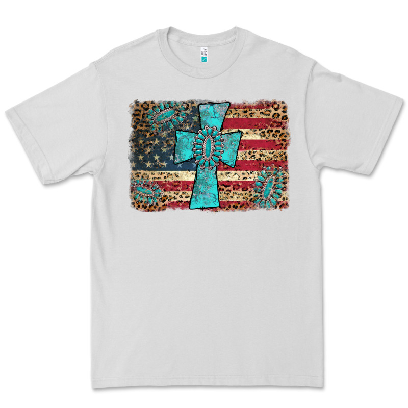Flag And Turquoise Cross Premium Tee by AdoDesignShop | Teevron