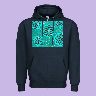 Glitter Turquoise Zipper Hoodie Designed By Tumblerdesignbyshophia