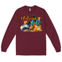 Burgundy Welcome Fall With Crow Long Sleeve Tee - LillyAllenDesigns