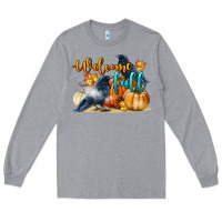 Heather Grey Welcome Fall With Crow Long Sleeve Tee - LillyAllenDesigns