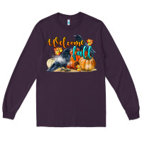 Plum Welcome Fall With Crow Long Sleeve Tee - LillyAllenDesigns