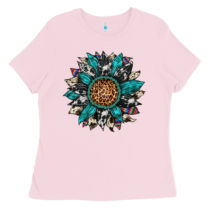 Cowhide Leopard Serape Gemstone  Sunflower Ladies Tee by Artiststas | Teevron