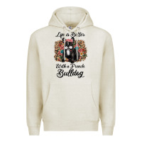 Oatmeal Heather life is better with a french bulldog Premium Hoodie - JahusDesignShop