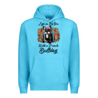 Ocean Blue life is better with a french bulldog Premium Hoodie - JahusDesignShop